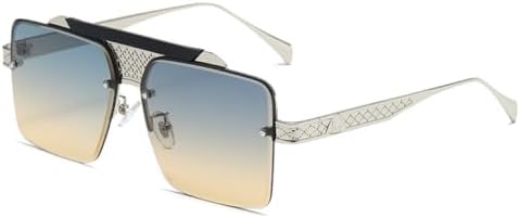 

Винтажные большие квадратные солнцезащитные очки 2026 года для женщин и мужчин, увеличенного размера, в металлической оправе, модные и стильные, в стиле уличной моды MTZJH, C6