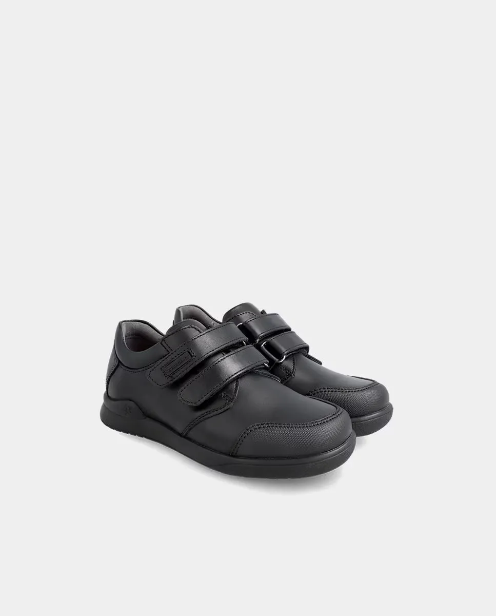 Туфли для девочек из коричневой кожи наппа с застежкой-липучкой Biomecanics, чёрный — фото 2