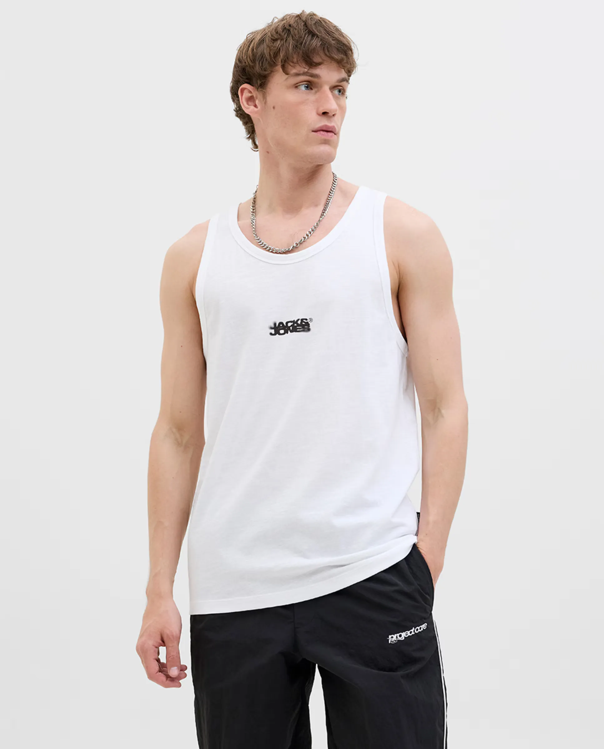 

Мужская майка с принтом на груди Jack & Jones, белый