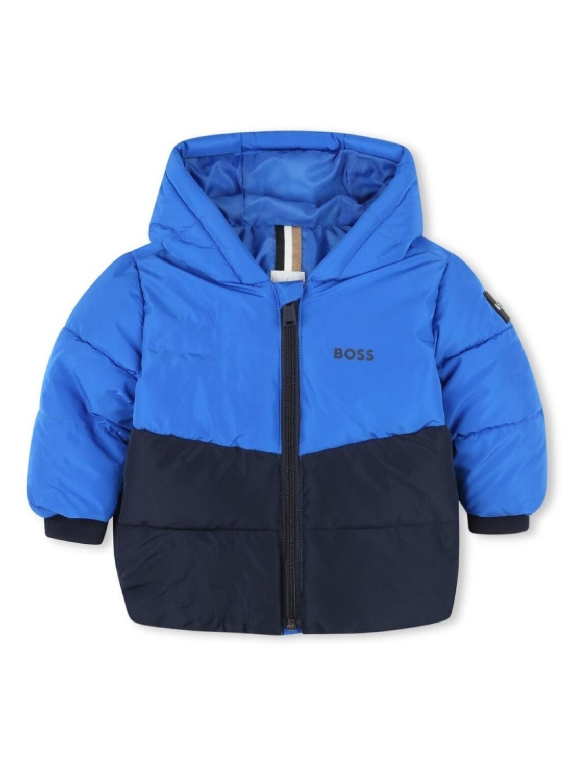 

BOSS Kidswear куртка-пуховик с цветными блоками, синий
