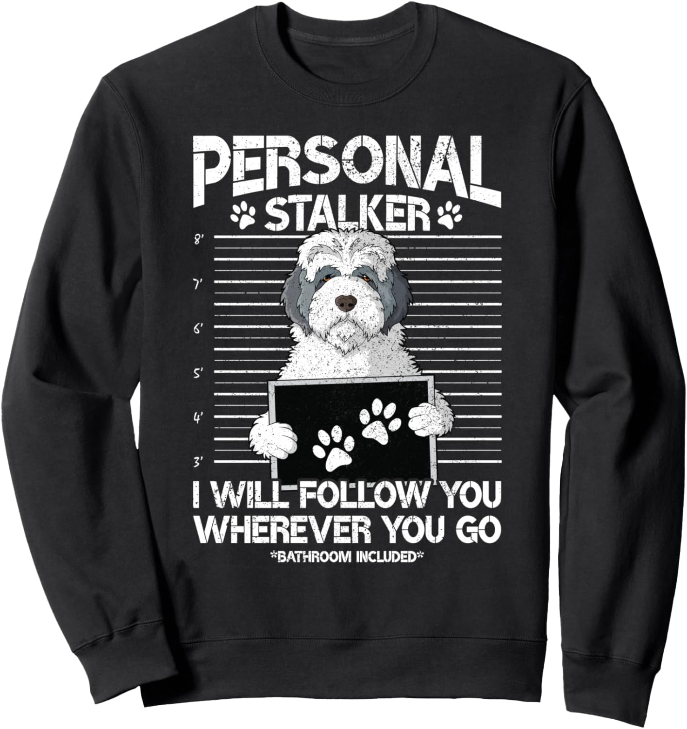 

Толстовка с изображением староанглийской овчарки и надписью Guilty Dog Bad Dog Mug Shot Old English Sheepdog, черный