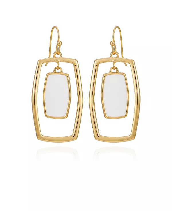 

Серьги-Кольца прямоугольной формы из белого акрила золотистого оттенка T Tahari, gold