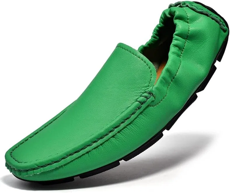 Лоферы кожаные Loafers for Men, зеленый SayfuR — фото 3