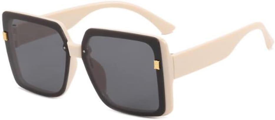 

Солнцезащитные очки PUB больших квадратных размеров с защитой от ультрафиолета, модные солнцезащитные очки с рисунком «рисовый ноготь», для большого лица, Ivory White Grey Flakes