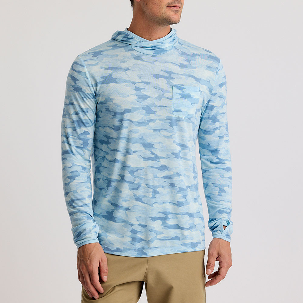

Легкая толстовка Free Fly Bamboo с капюшоном (мужская), Seasmoke Camo/Surf Blue