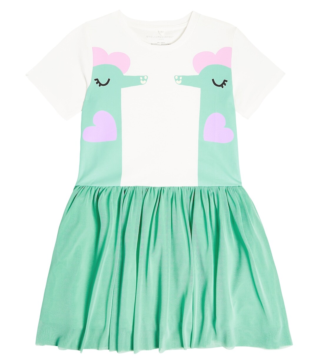 

Хлопковое платье с принтом и тюлевой отделкой Stella Mccartney Kids, мультиколор