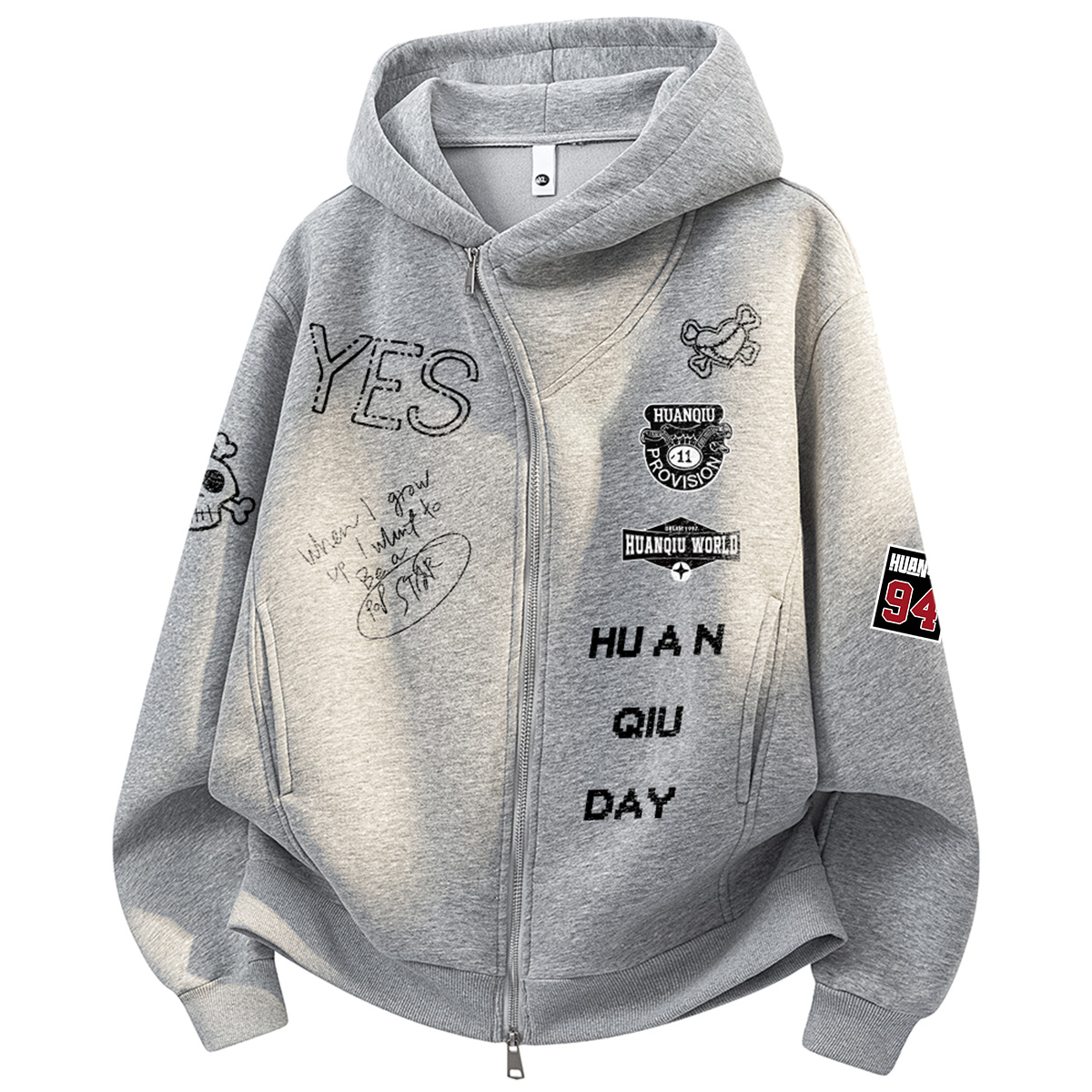 

Толстовка Unisex Hooded Thickened Regular HUANQIU, светло-серый