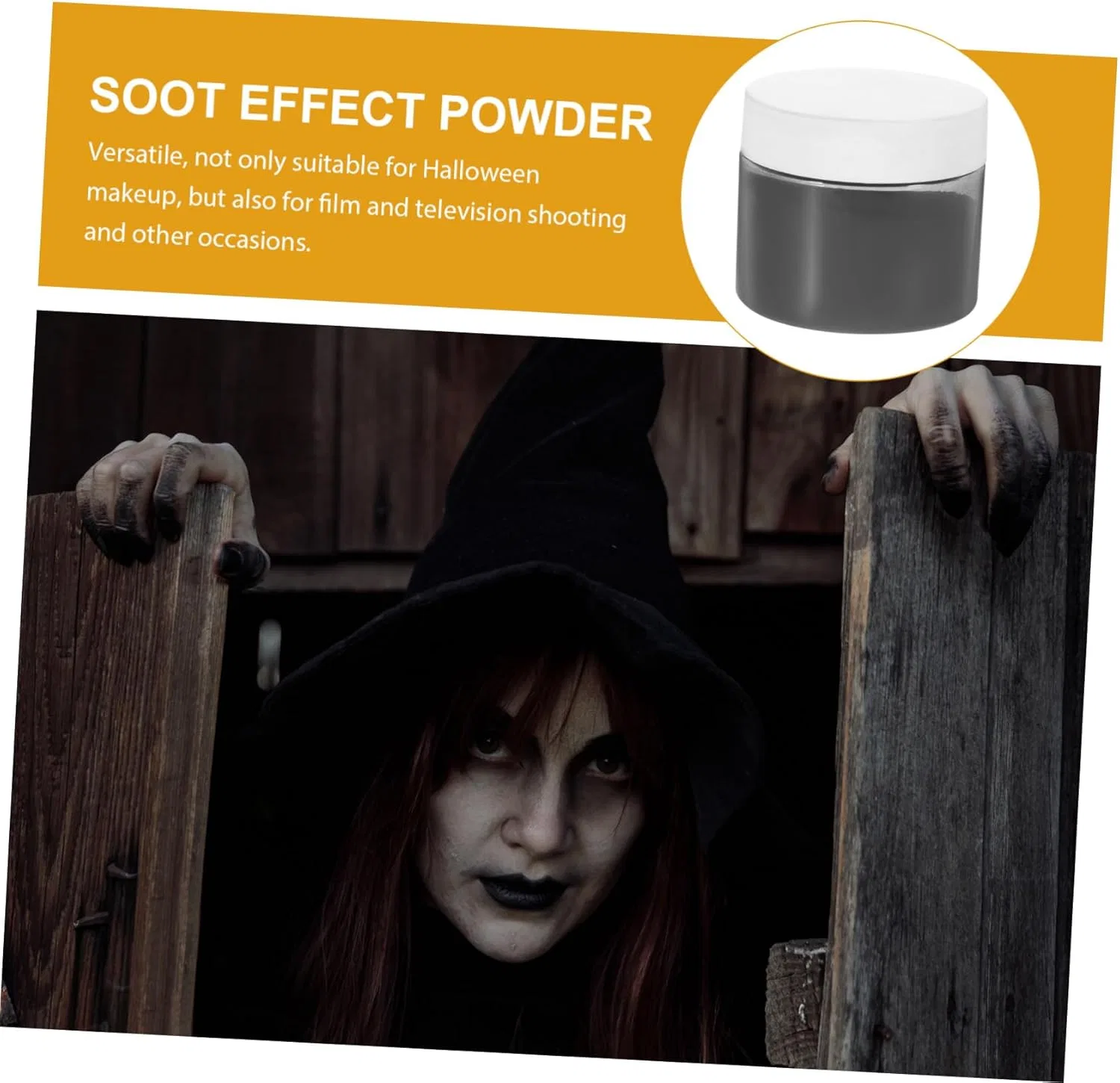 Грим для спецэффектов Smoke Powder, черный, 4.8x4.8x4.3 см — фото 3