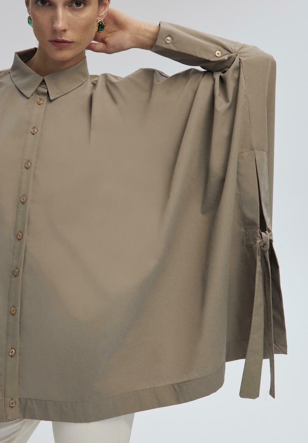 

Блузка на пуговицах RIBBON DETAILED OVERSIZE Touché Privé, песочный