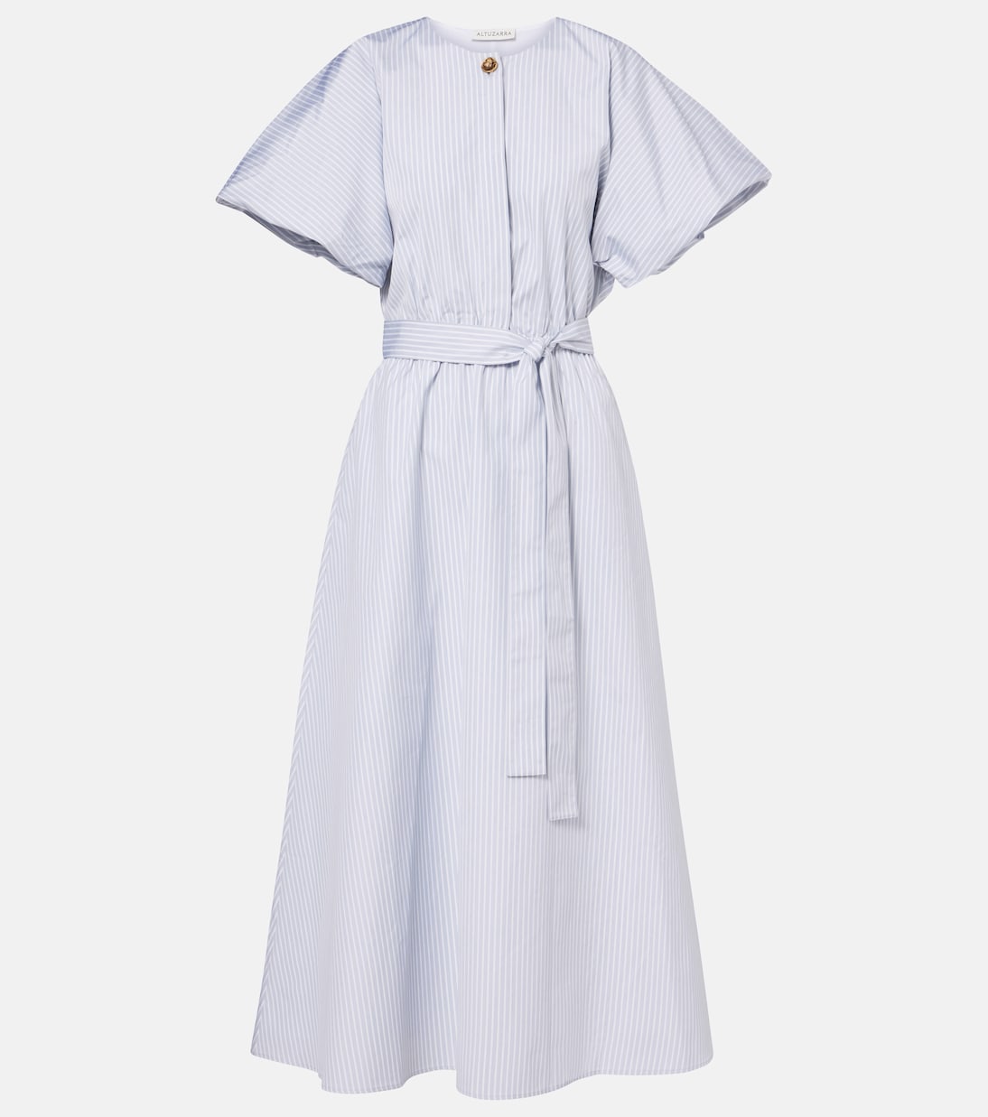 

Полосатое хлопковое платье миди Paulina Altuzarra, Dove Grey Banker Stripe