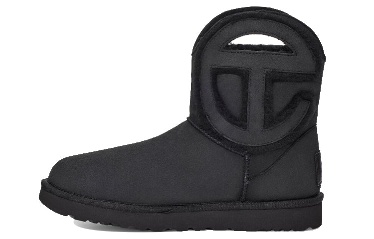Угги зимние Telfar x UGG Logo Mini замшевые с аппликацией, черный — фото 2