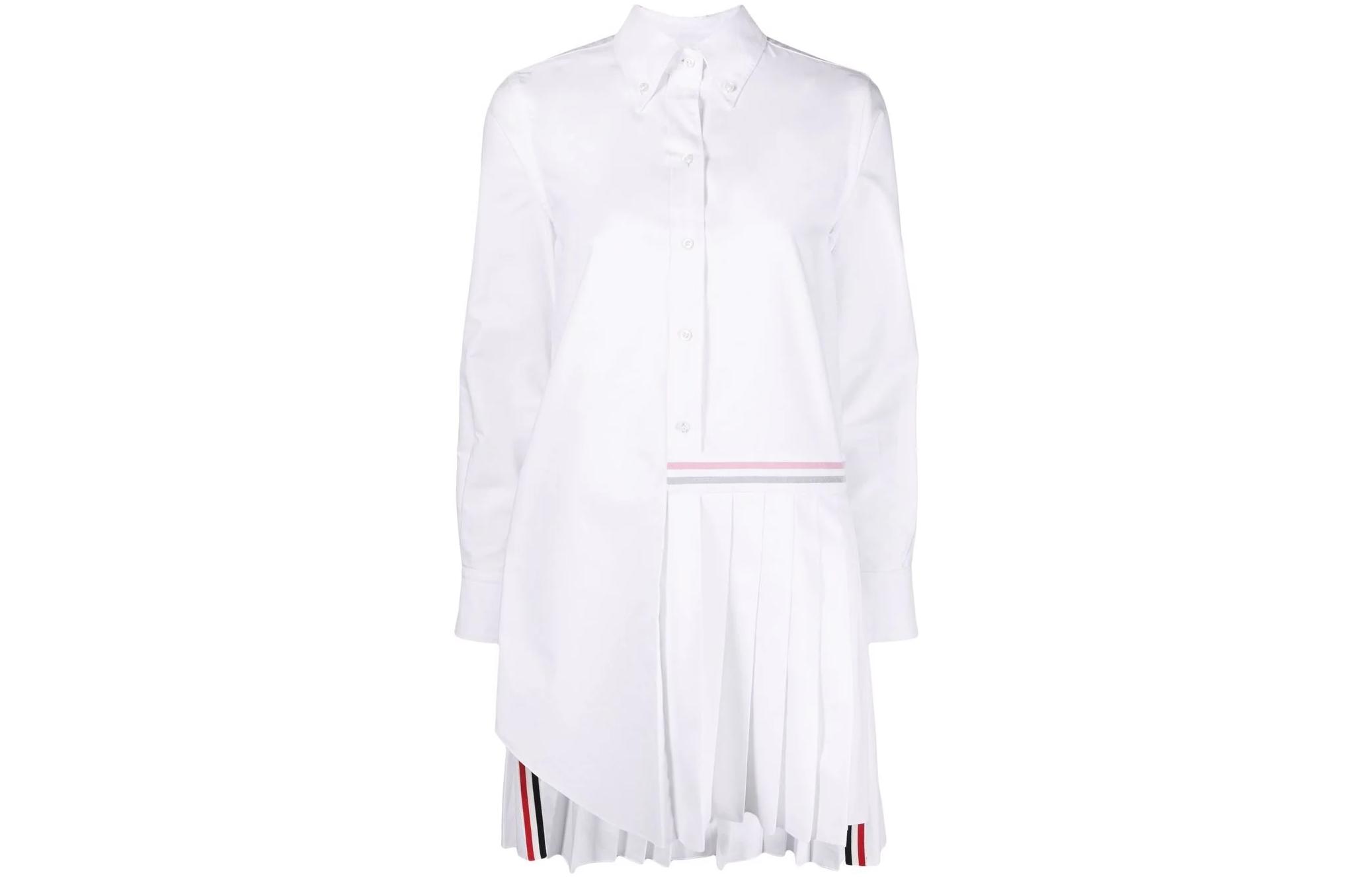

Длинное платье с длинными рукавами THOM BROWNE, белое