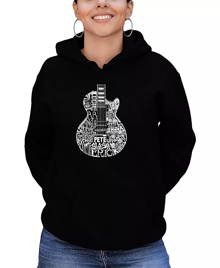 

Женская толстовка с капюшоном и надписью Word Art Rock Guitar Head LA Pop Art, черный