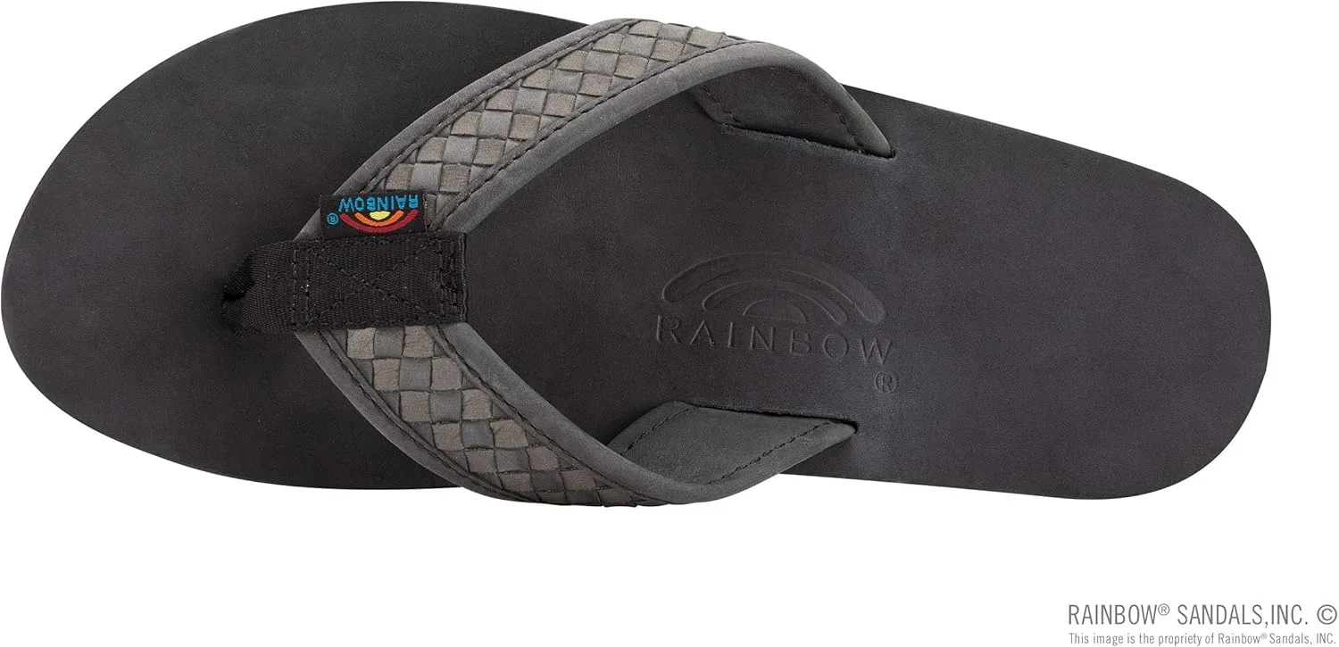 Мужские босоножки Rainbow The Bentley Luxury из натуральной кожи с одним ремешком-бантом, повторяющим изгиб стопы Rainbow Sandals, черный/серый — фото 3