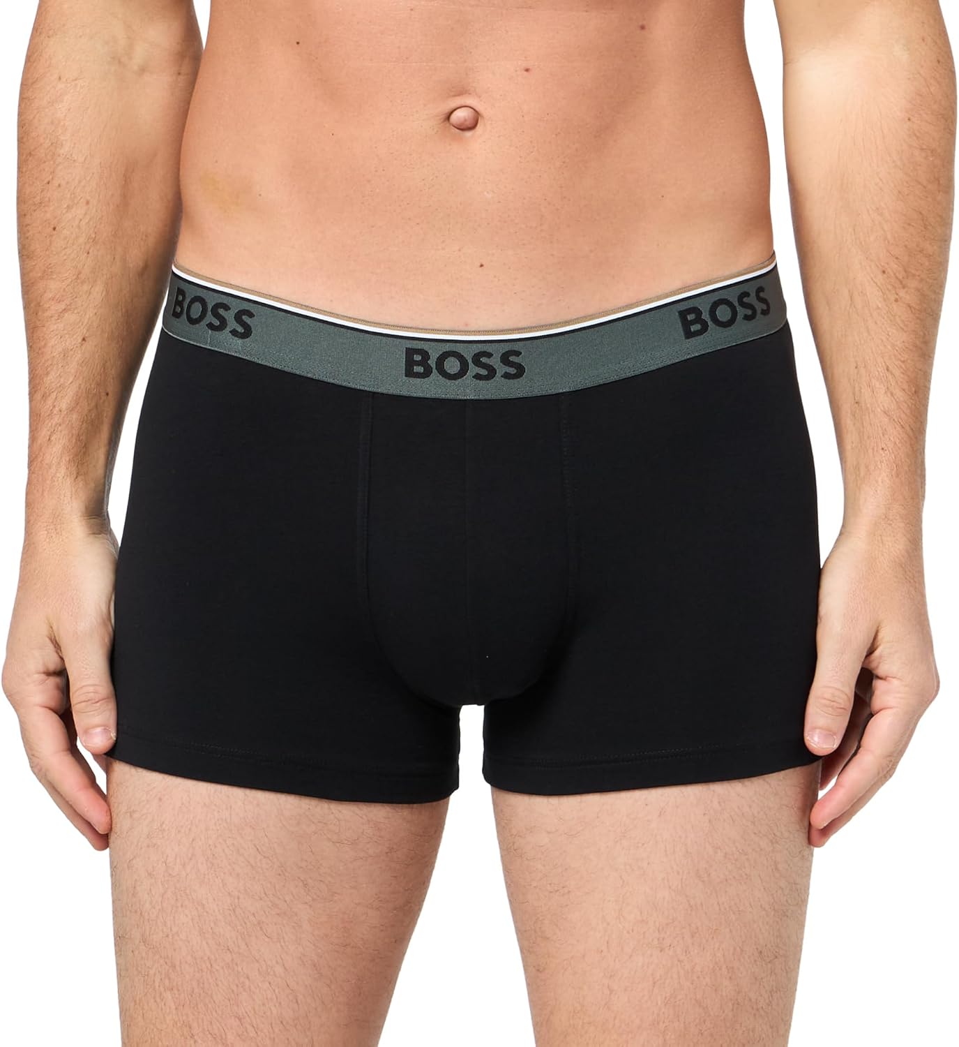 BOSS мужские трусы 3 шт, разноцветные, с крупным логотипом, Black Licorice — фото 2