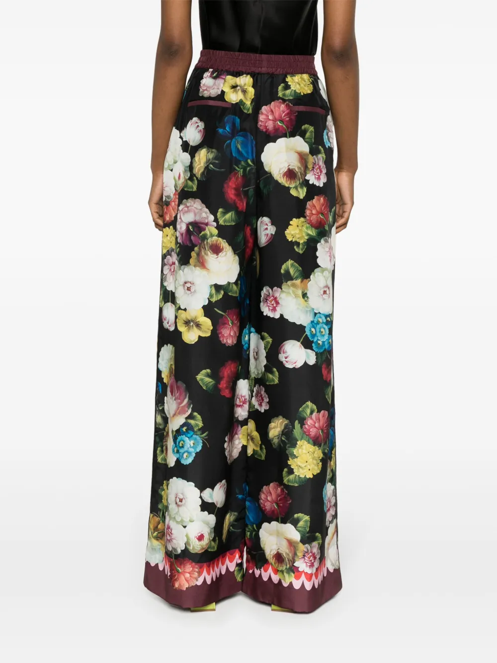 Широкие брюки с цветочным принтом DOLCE & GABBANA, черный — фото 4