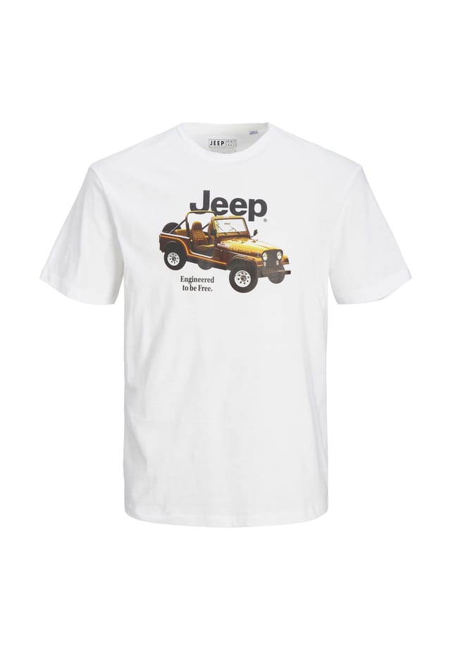 

Рубашка простая с короткими рукавами футболка jorjeep с рисунком из нержавеющей стали с круглым вырезом и принтом стандартный крой Jack & Jones, белый