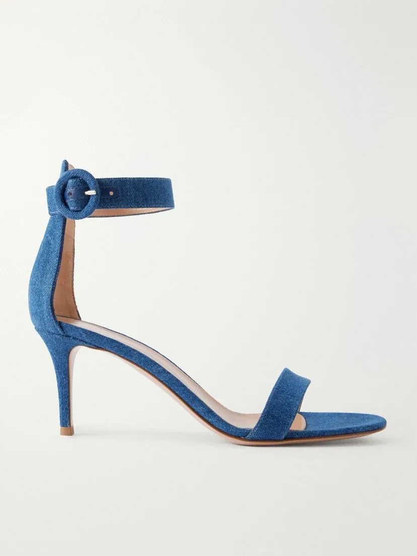 Сандалии Portofino 70 из денима Gianvito Rossi, синий