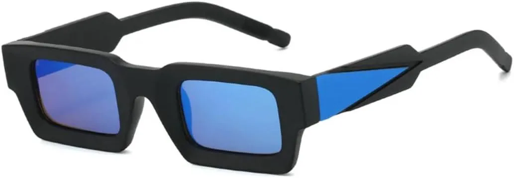 

Панк-очки, маленькие, для женщин и мужчин, модные, роскошные, прямоугольные, зеркальные, солнцезащитные очки с защитой от УФ-излучения UV400 VVTWSSW, Black-bluemirror