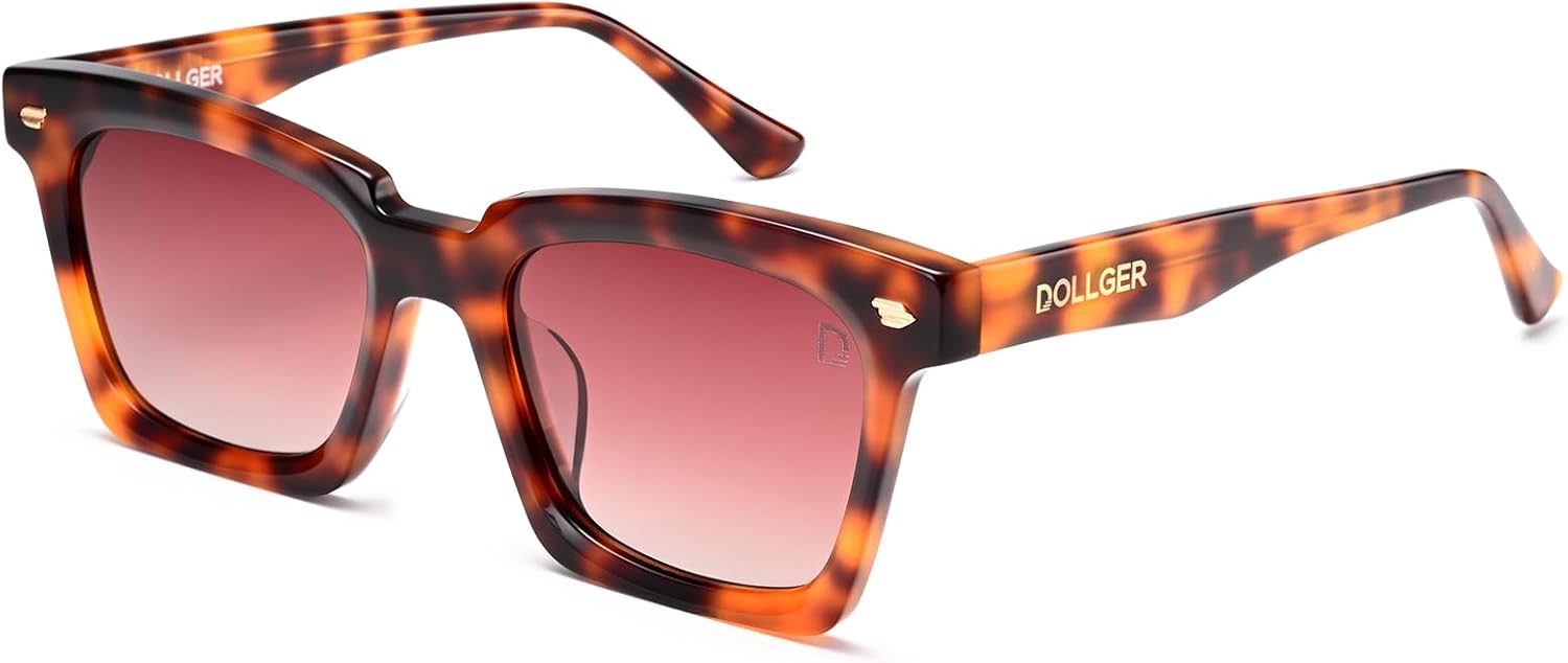 

Солнцезащитные очки Dollger Acetate квадратной формы с поляризацией для женщин и мужчин, в стиле ретро 90-х, винтажные, модные дизайнерские солнцезащитные очки 2025 года, Bright Leopard Frame Gradient Brown Lens
