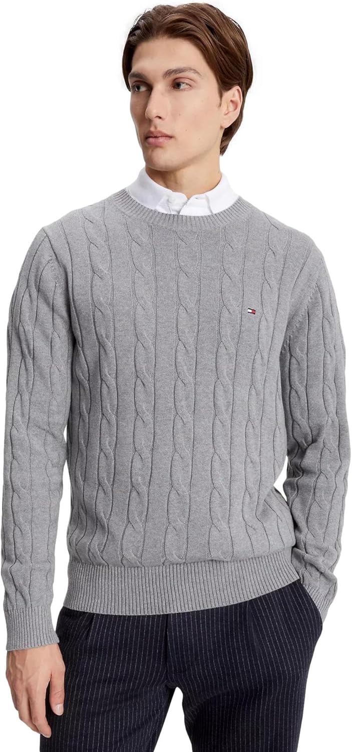 

Коллекция мужских культовых свитеров Tommy Hilfiger Cable Knit 2024 года, Grey Heather