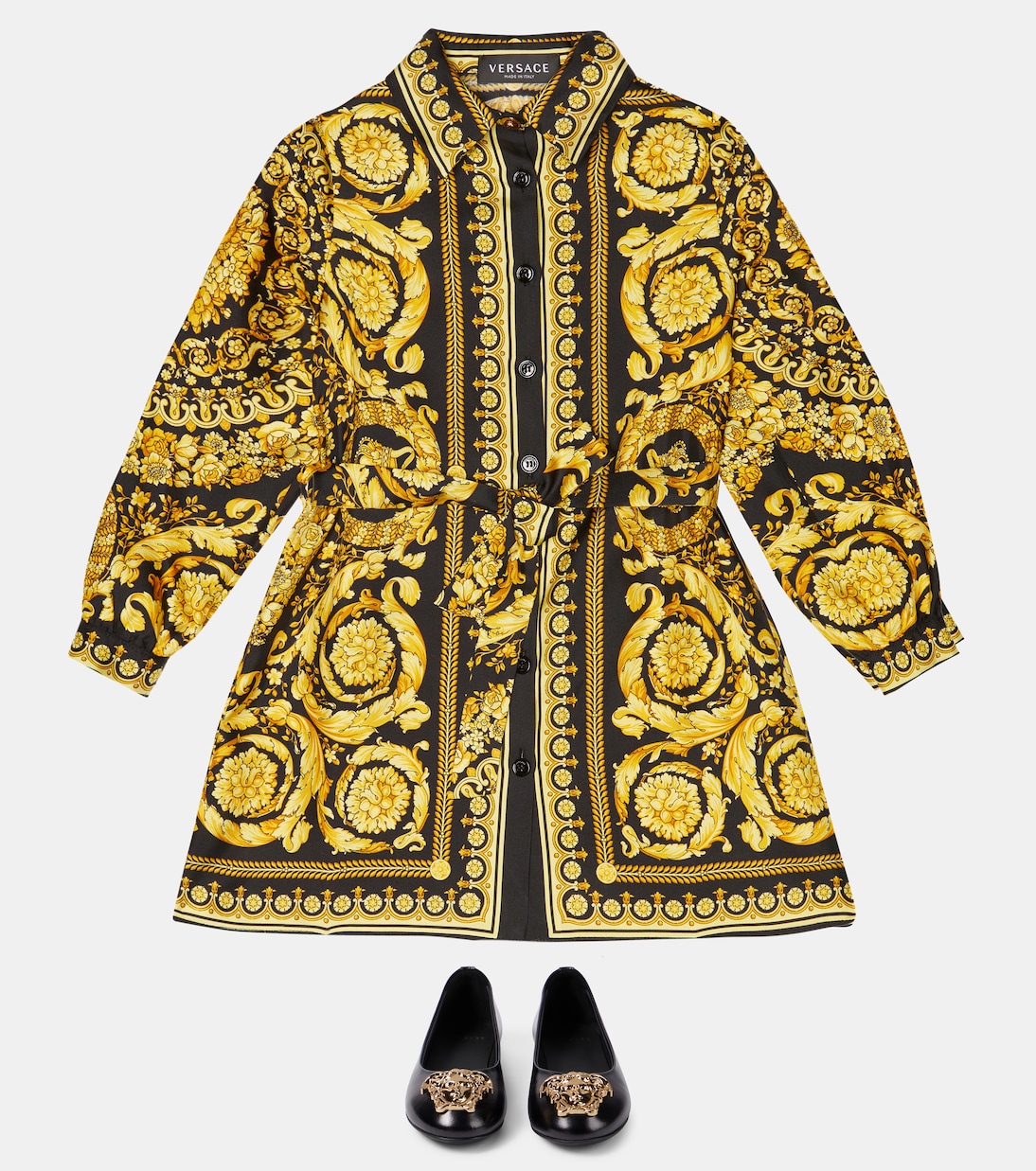 Сандалии из кожи La Medusa Versace Kids, Nero-Oro Versace — фото 2
