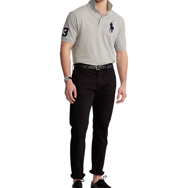 Футболка поло мужская серая Polo Ralph Lauren — фото 4
