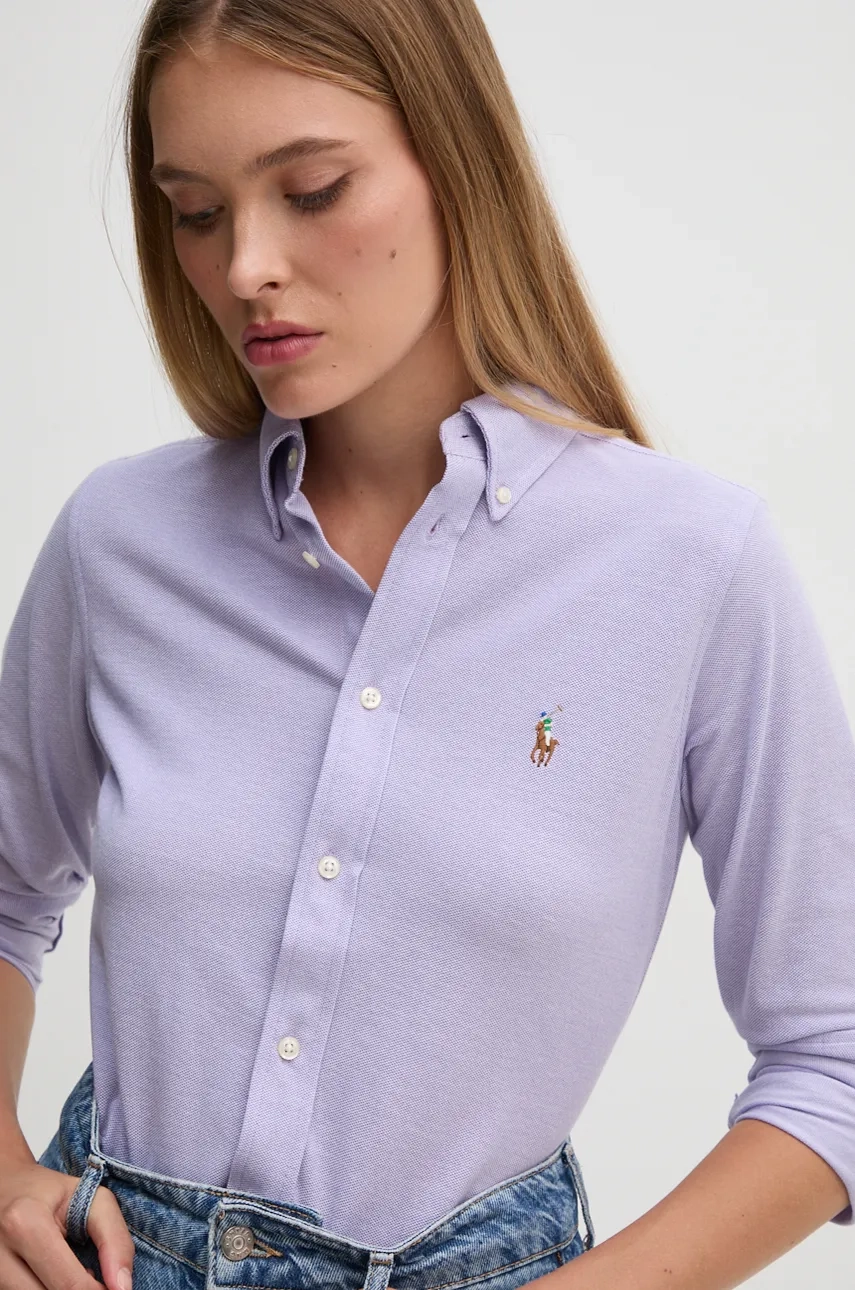 

Хлопковая рубашка Polo Ralph Lauren, фиолетовый