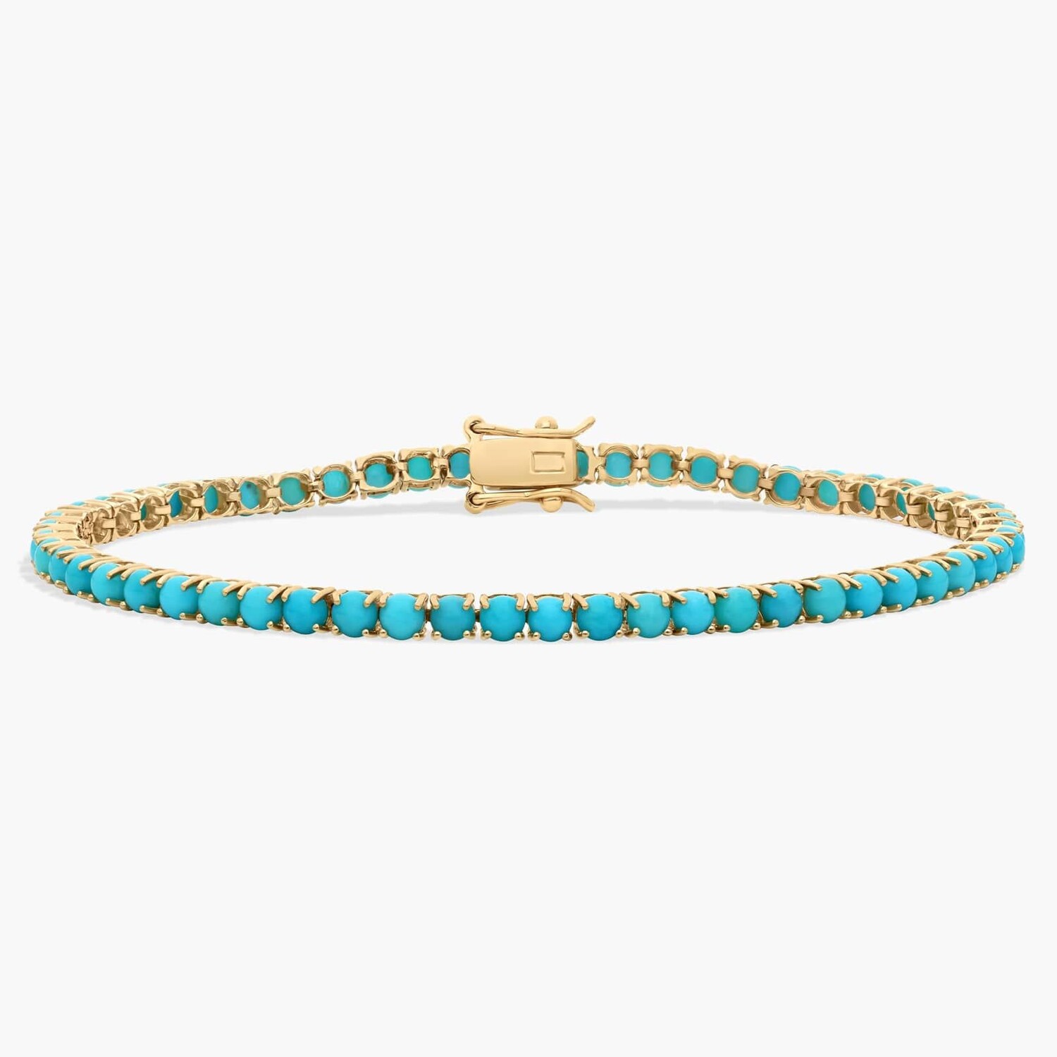 

Теннисный браслет с бирюзовым камнем из желтого золота 14 карат Blue Nile