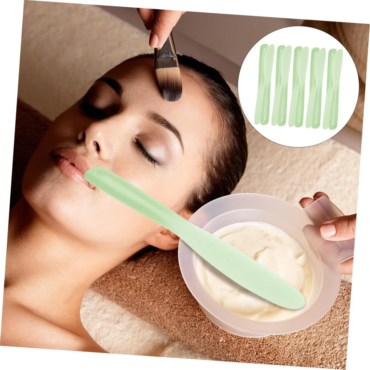 Крем для лица Healvian — Лопатка для смешивания косметики Silicone Green, 300 г — фото 2