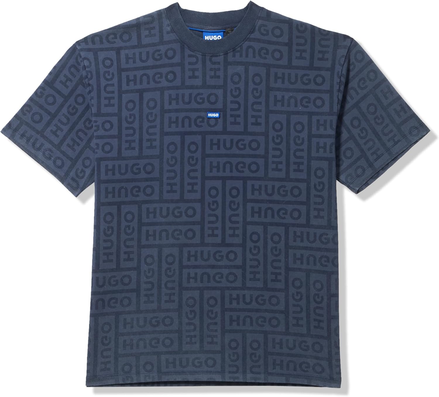 

Мужская хлопковая футболка HUGO с логотипом по всей поверхности, Blue, Синий, Мужская хлопковая футболка HUGO с логотипом по всей поверхности, Blue