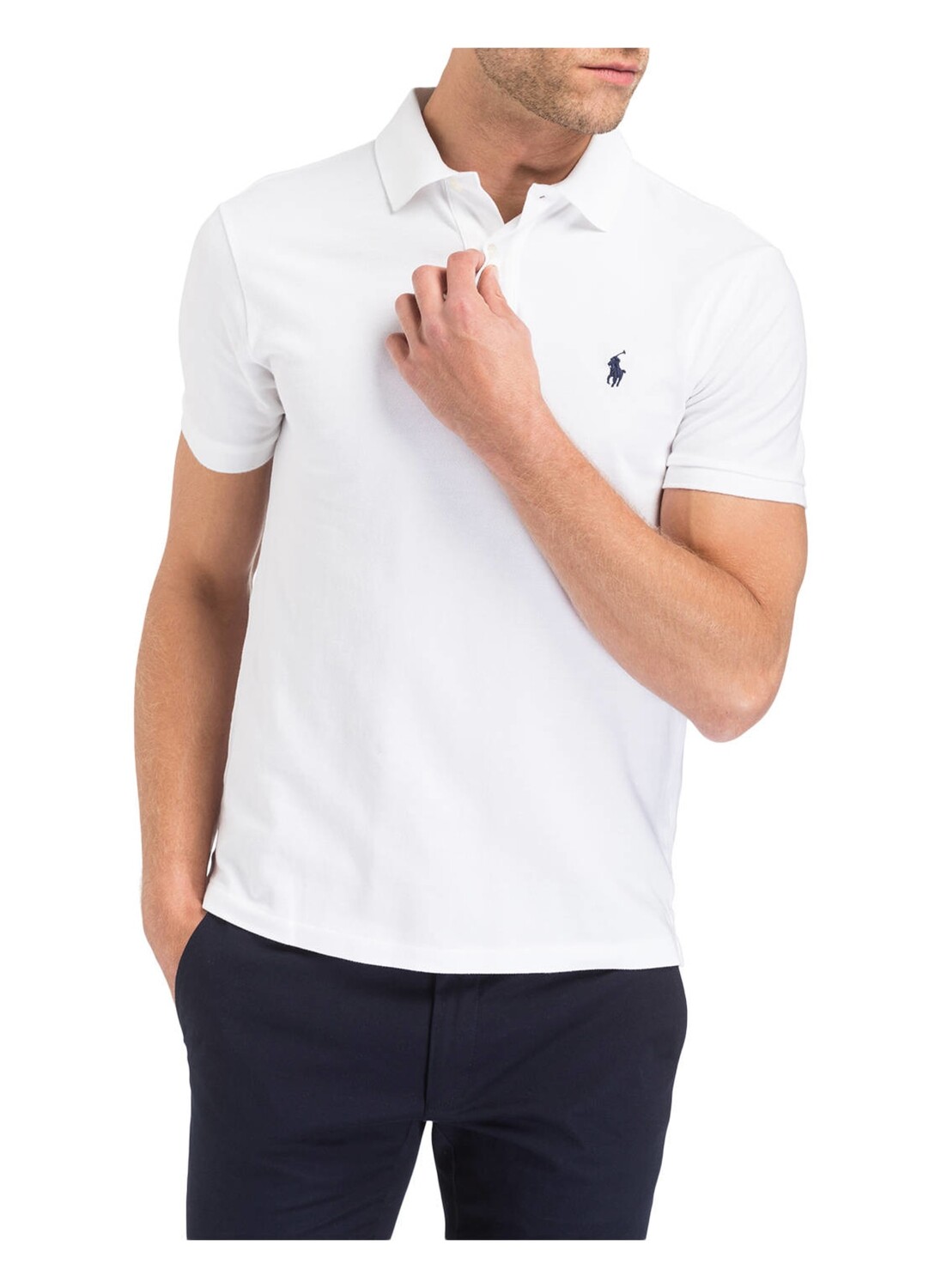 Рубашка поло POLO RALPH LAUREN Piqué Slim Fit, белый — фото 2