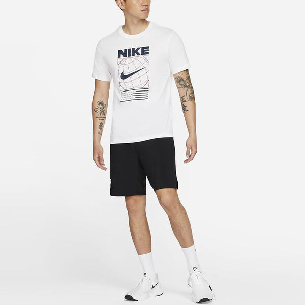 Футболка Dri Fit с геометрическим узором и логотипом, быстросохнущие спортивные Футболка для мужчин Nike, белый — фото 3