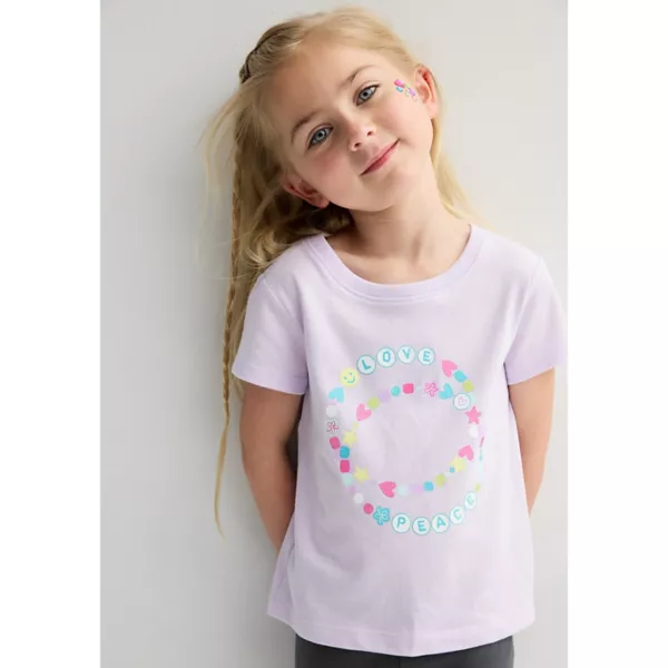

Футболка с коротким рукавом и принтом для девочек и малышек Jumping Beans, цвет bracelet love purple