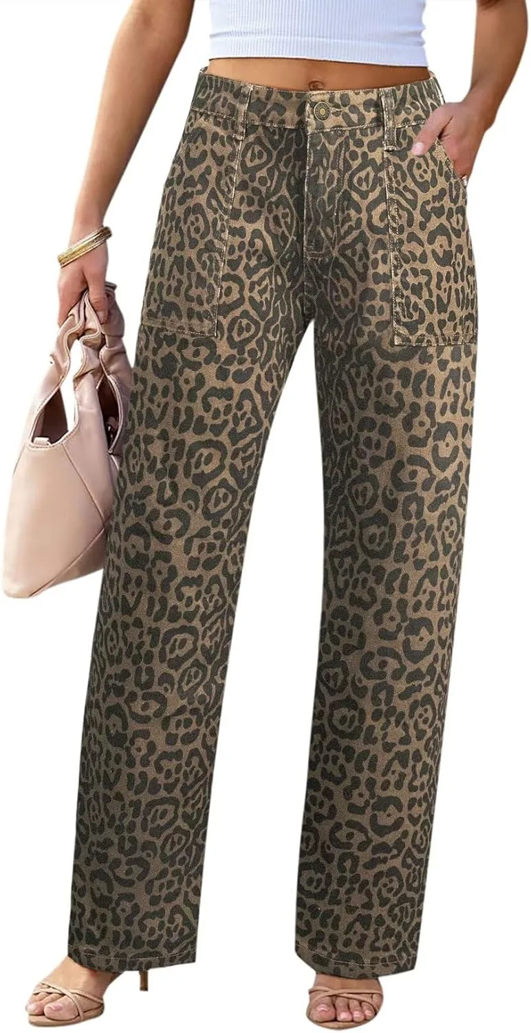 

Женские джинсы Wide Leg с глубокими передними карманами, высоким поясом, эластичные и прямые LOOKUB