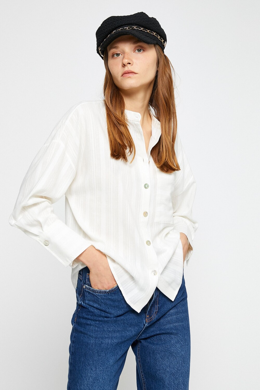 

Женская рубашка Off White Koton, экрю