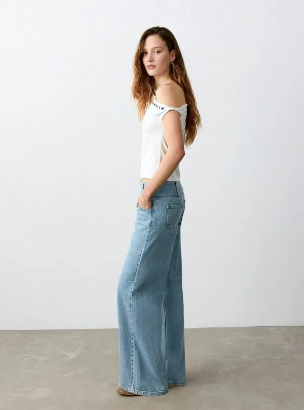 Подростковые джинсы свободного кроя Mango Kids, Medium Blue — фото 3