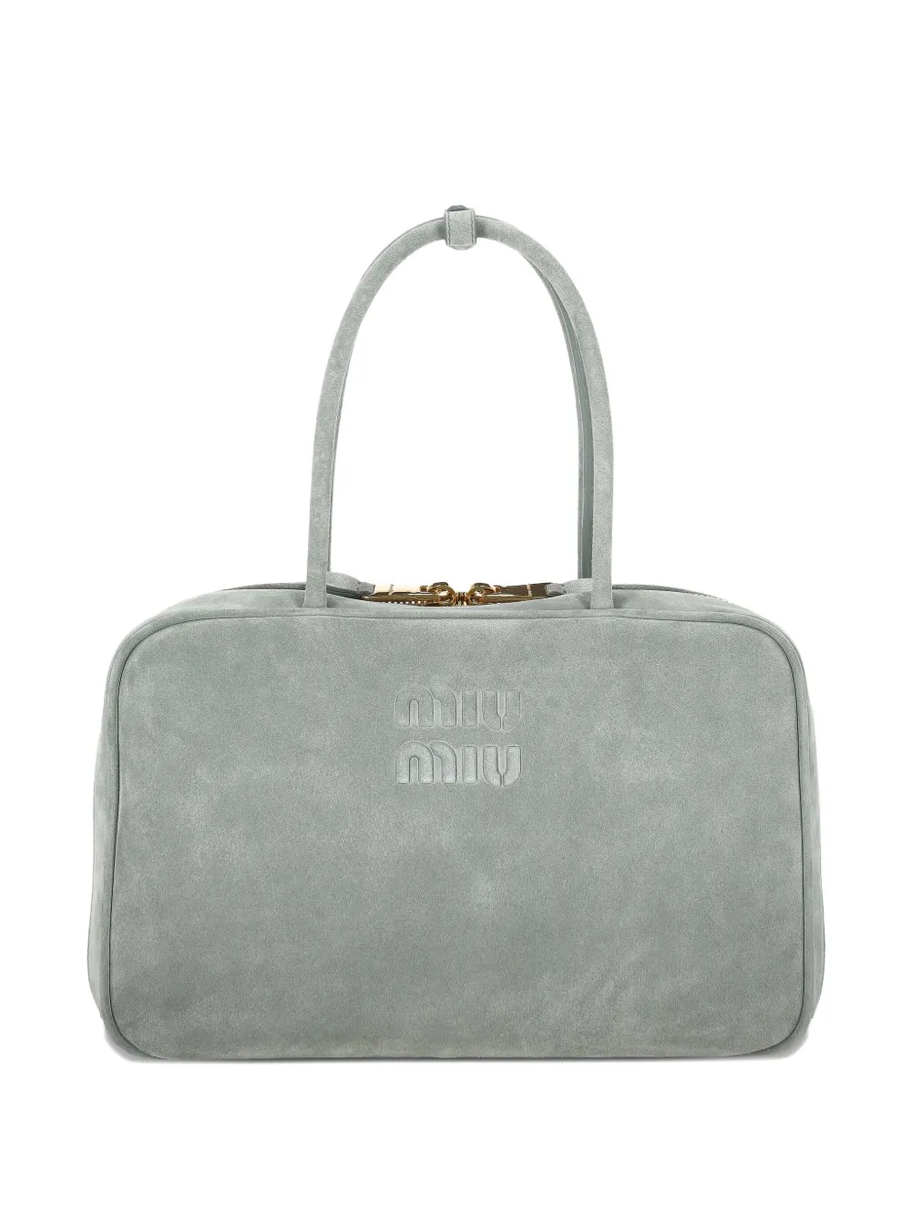 

Сумка-тоут из замши с тиснённым логотипом Miu Miu, зеленый