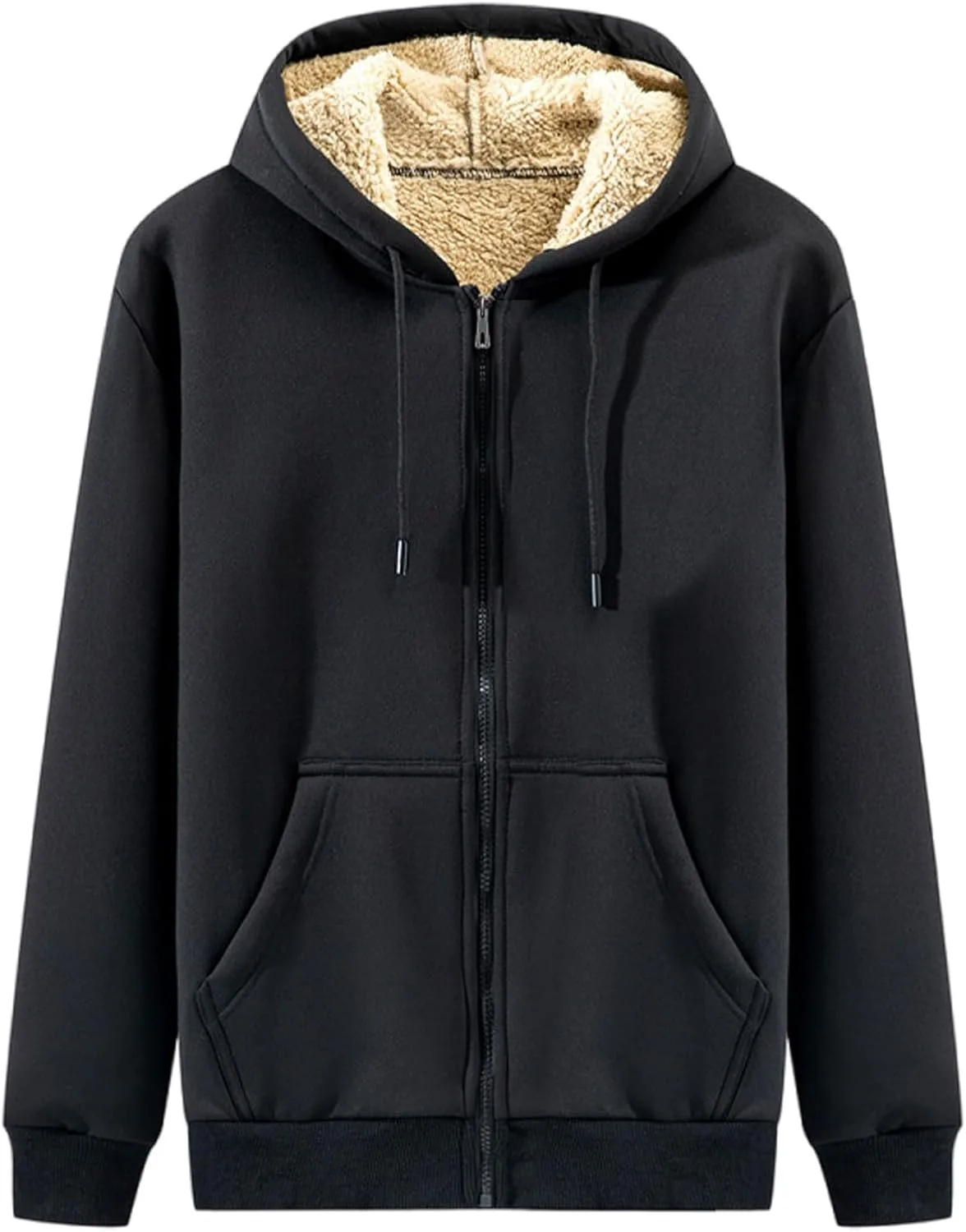 

Мужская худи из флиса Sherpa с полной молнией, утепленная зимняя куртка с длинными рукавами и карманами