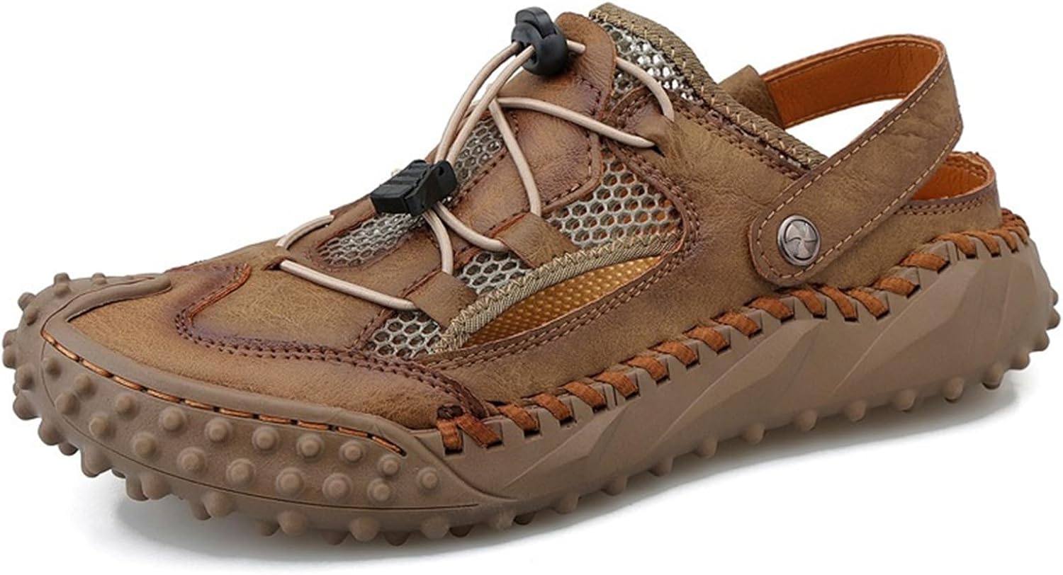 

Мужские спортивные сандалии для активного отдыха, походные сандалии с закрытым носком, кожаные спортивные сандалии для троп Abborora, хаки