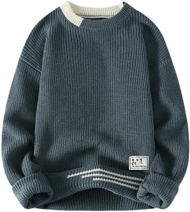 

Осенне-зимний корейский свитер O-Neck Patchwork GaoLeAve