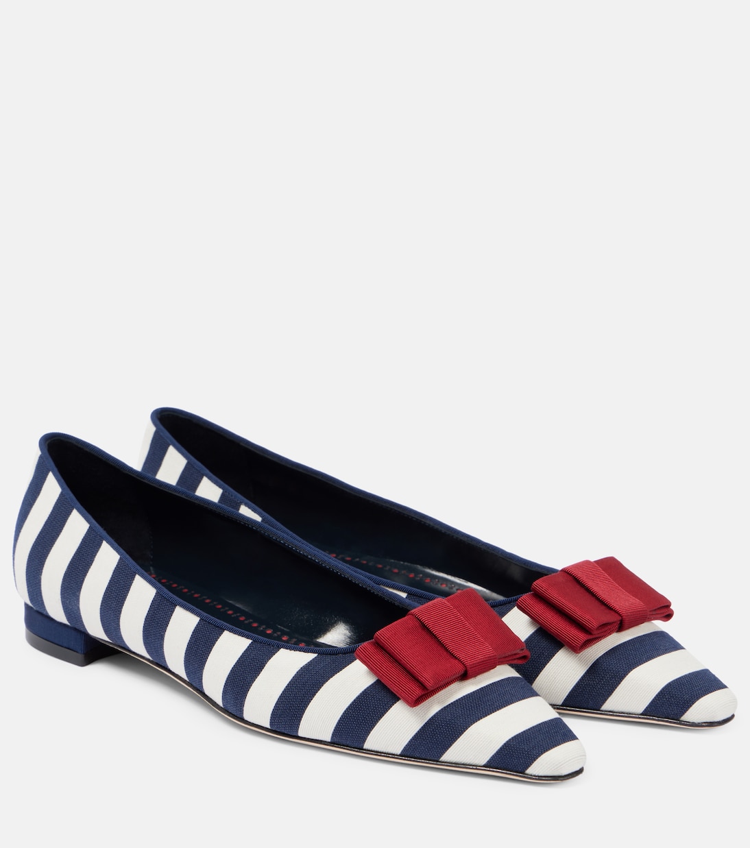 Балетки Reador с бантиком в полоску Manolo Blahnik, Multicolor 970G YWOV/6221 Bred