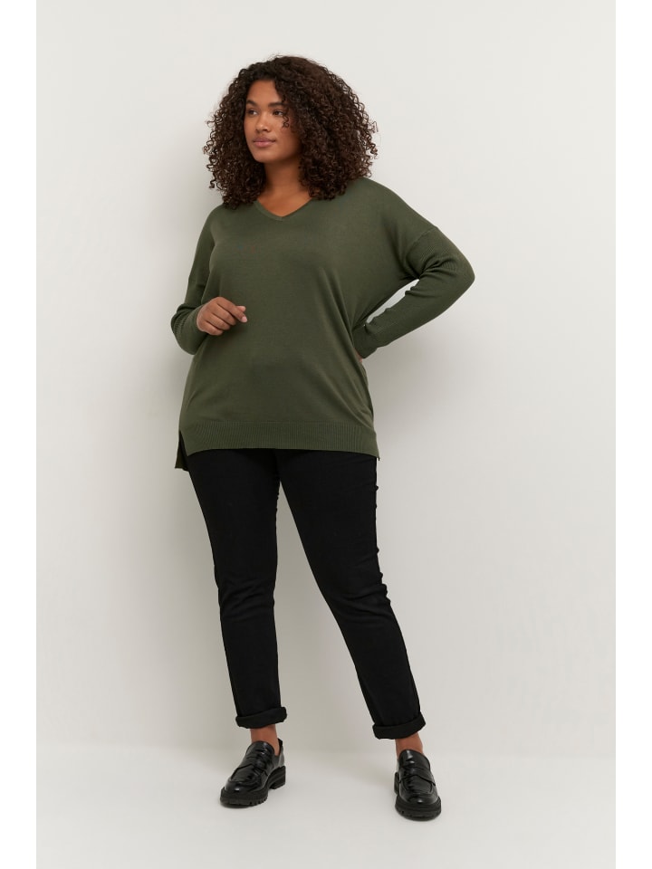 

KAFFE curve Вязаный свитер свободного кроя KCmachi в цвете «Виноградный лист»