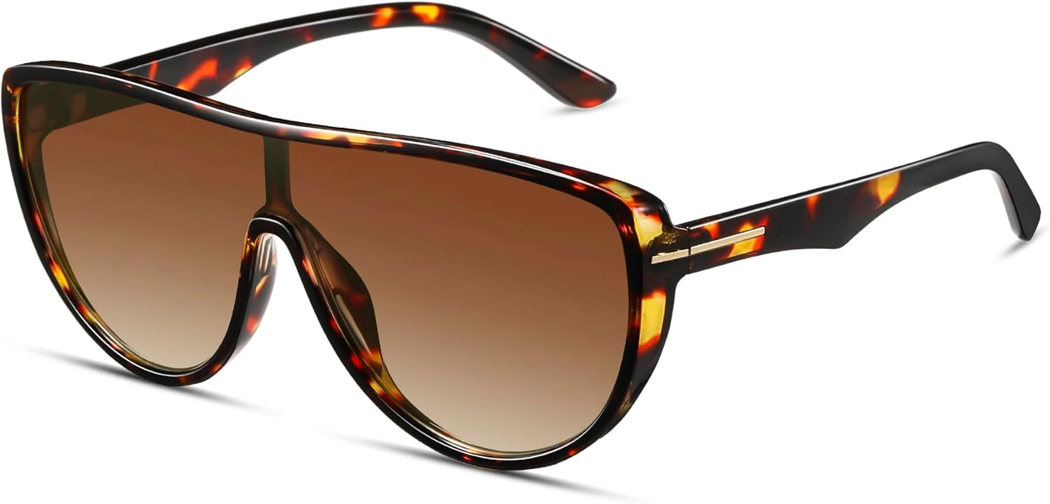 

Большие солнцезащитные очки-авиаторы для женщин и мужчин, ретро, ​​большие круглые очки-авиаторы, модные винтажные солнцезащитные очки-щитки в стиле 70-х CL013 Colrea, Tortoise Frame/Gradient Brown Lenses