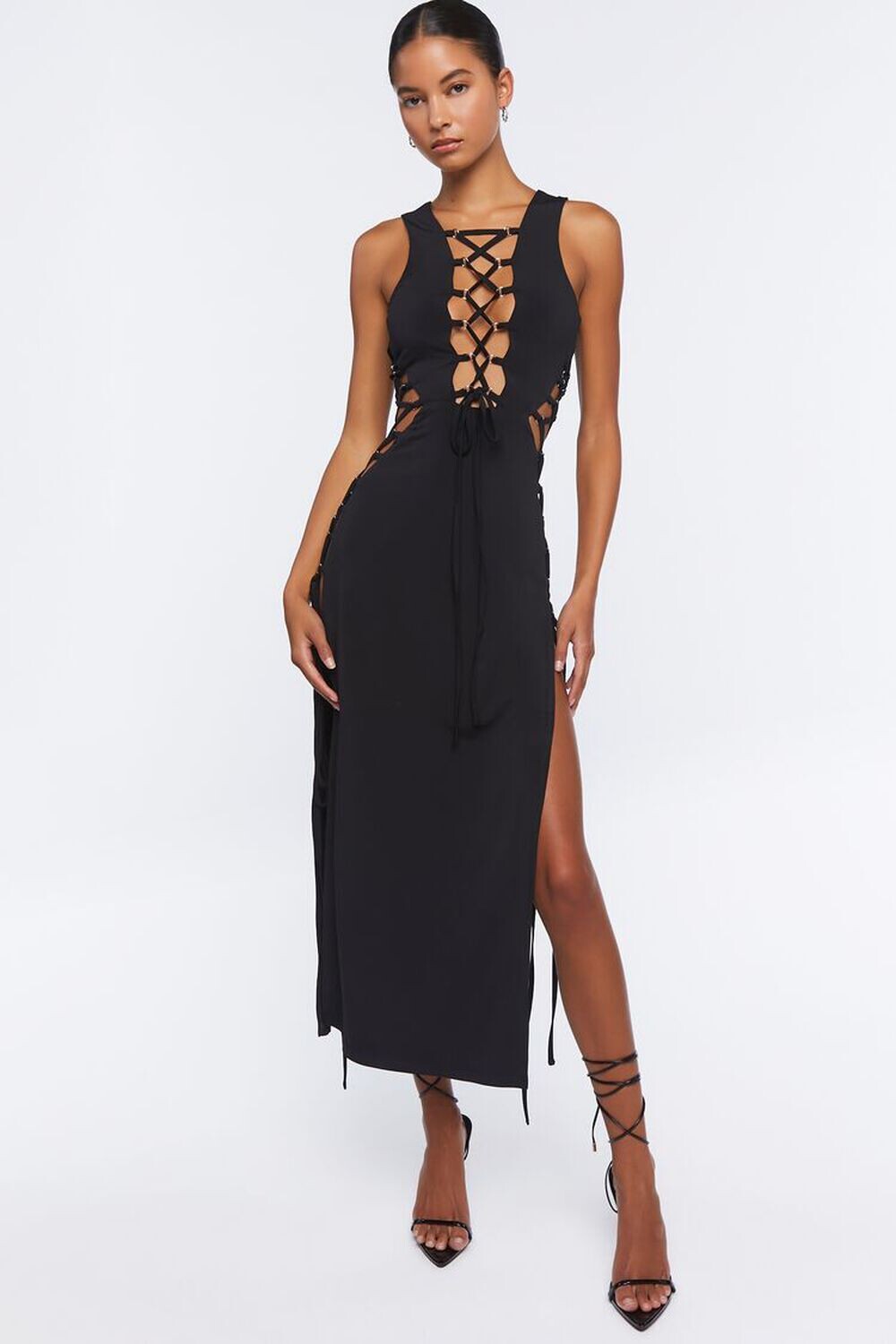 

Платье-миди на шнуровке Forever 21, черный