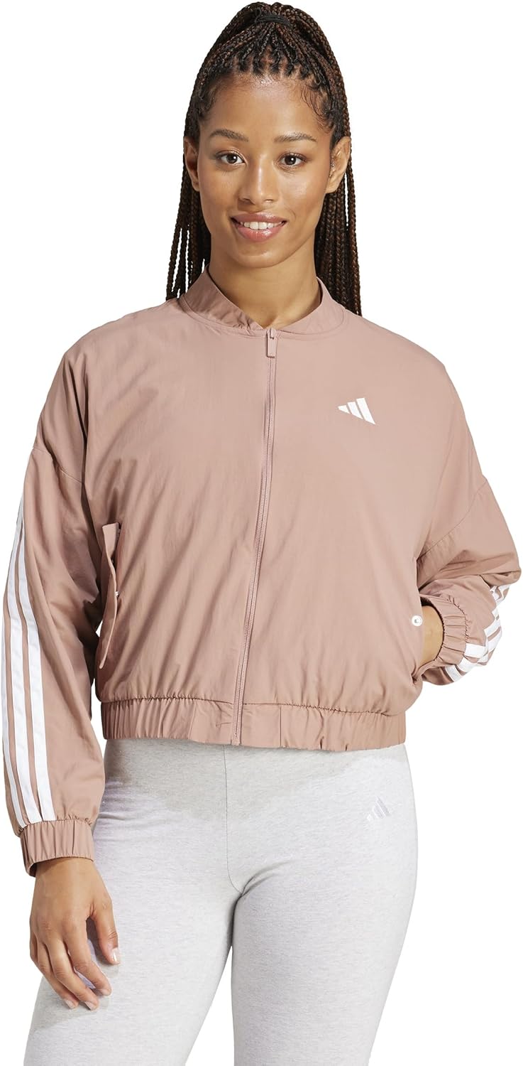 

Женская куртка-бомбер Adidas Originals Adidas Essentials с тремя полосками, бледно-розовый