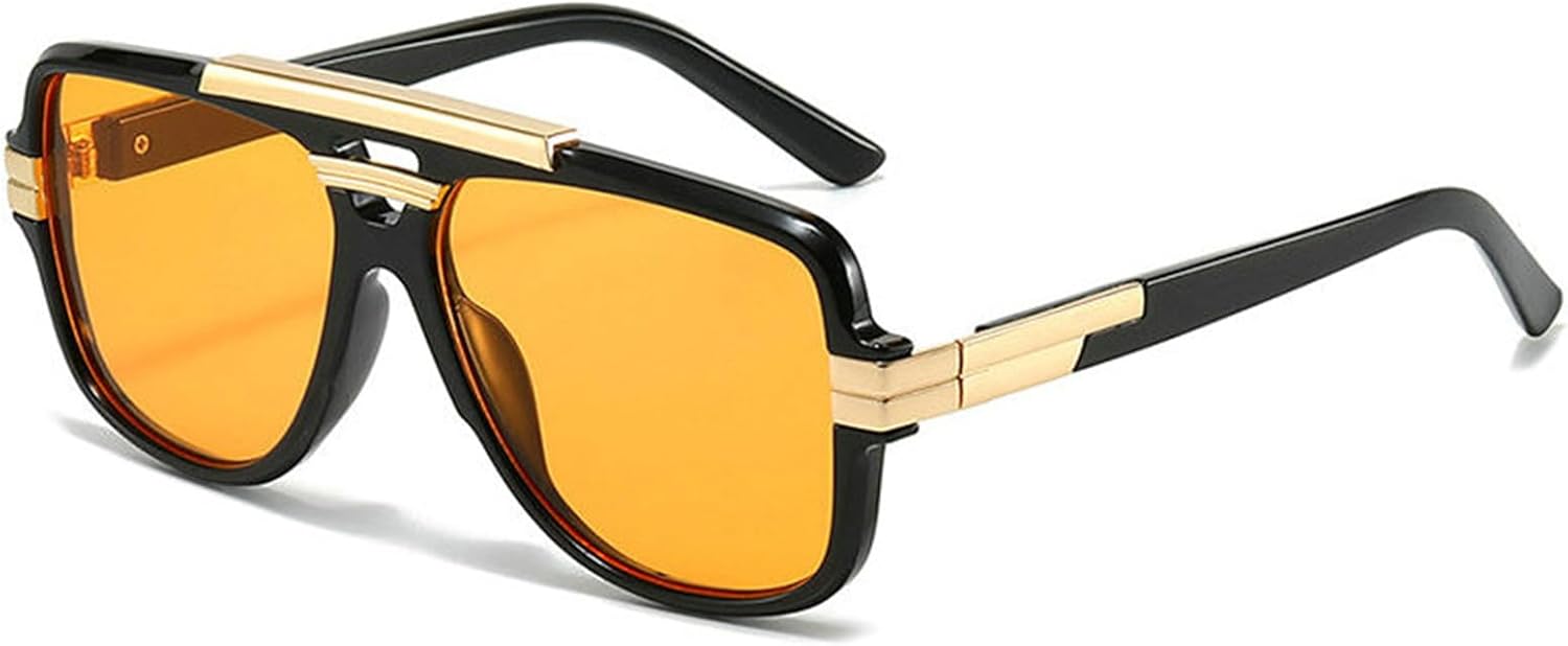 

Ретро-солнцезащитные очки с двойной перемычкой, квадратной формы, для женщин, роскошные, в стиле 70-х, модные, желтые, с защитой от УФ-излучения UV400, мужские солнцезащитные очки-пилот helena, C5