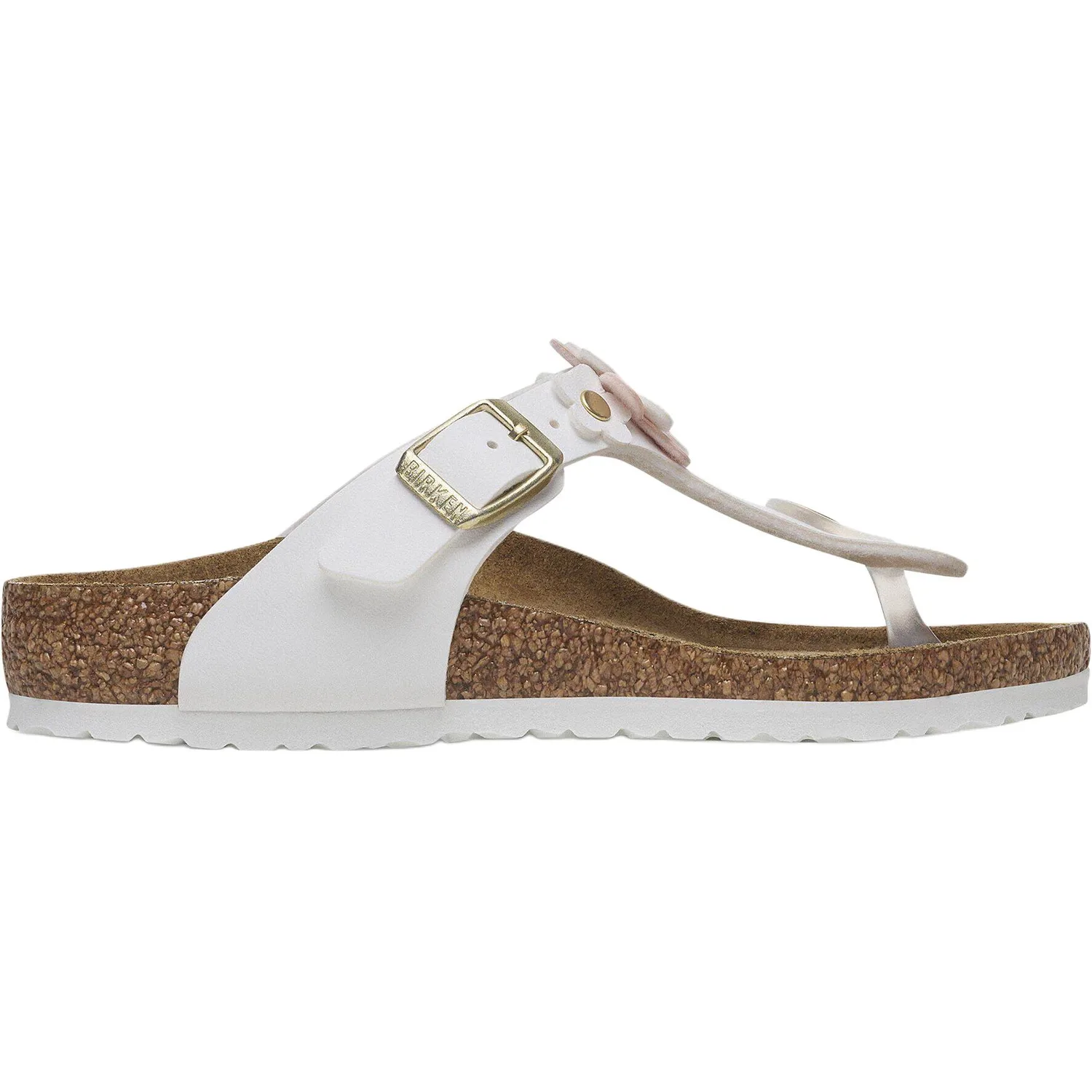 Birkenstock Детские домашние тапочки Gizeh Flower Support белые — фото 3