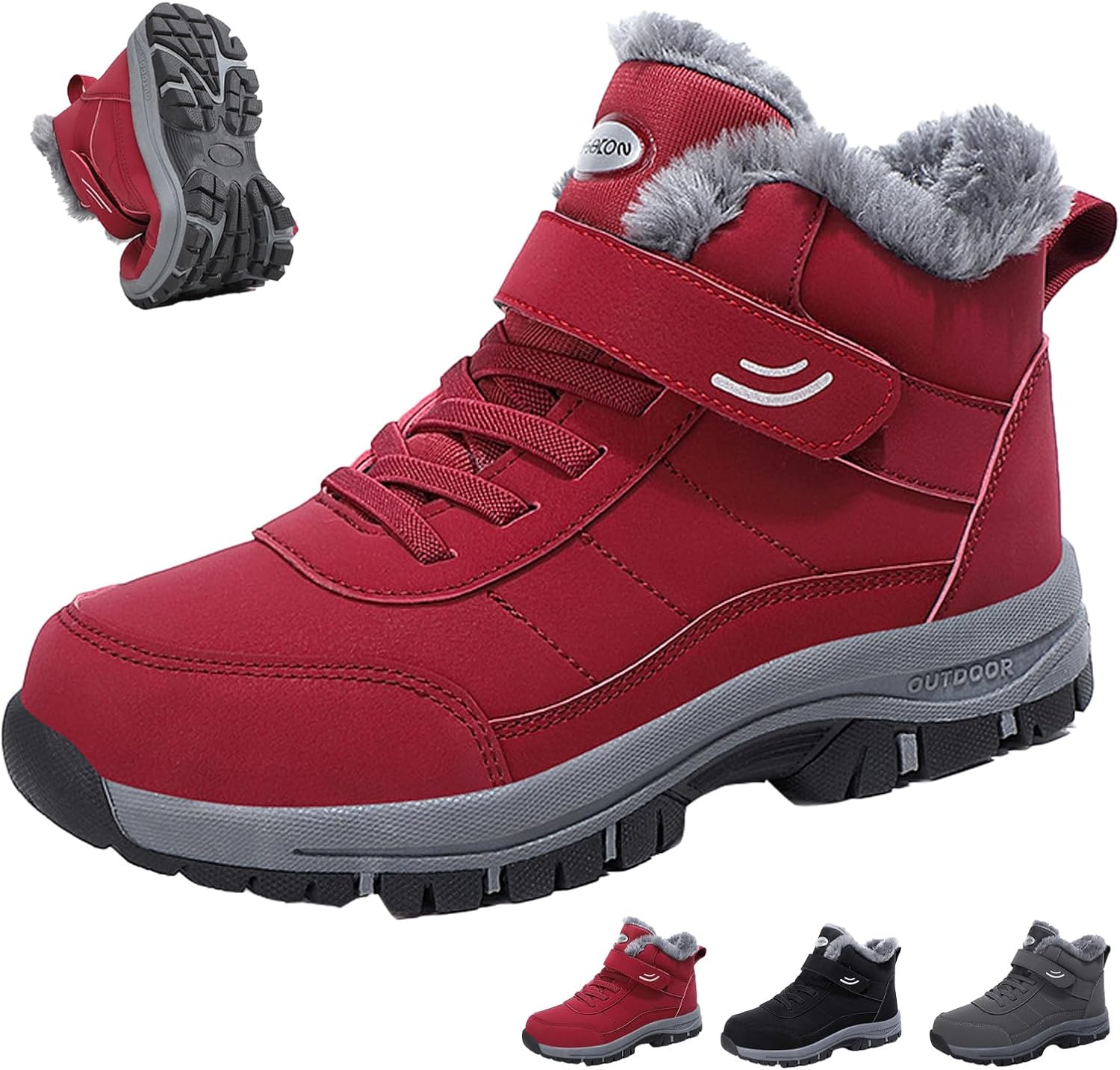 

Женские и мужские водонепроницаемые ортопедические зимние ботинки GHTRHSB, теплые, удобные, термальные, с меховой подкладкой, на платформе, с нескользящей подошвой, ботильоны, винный