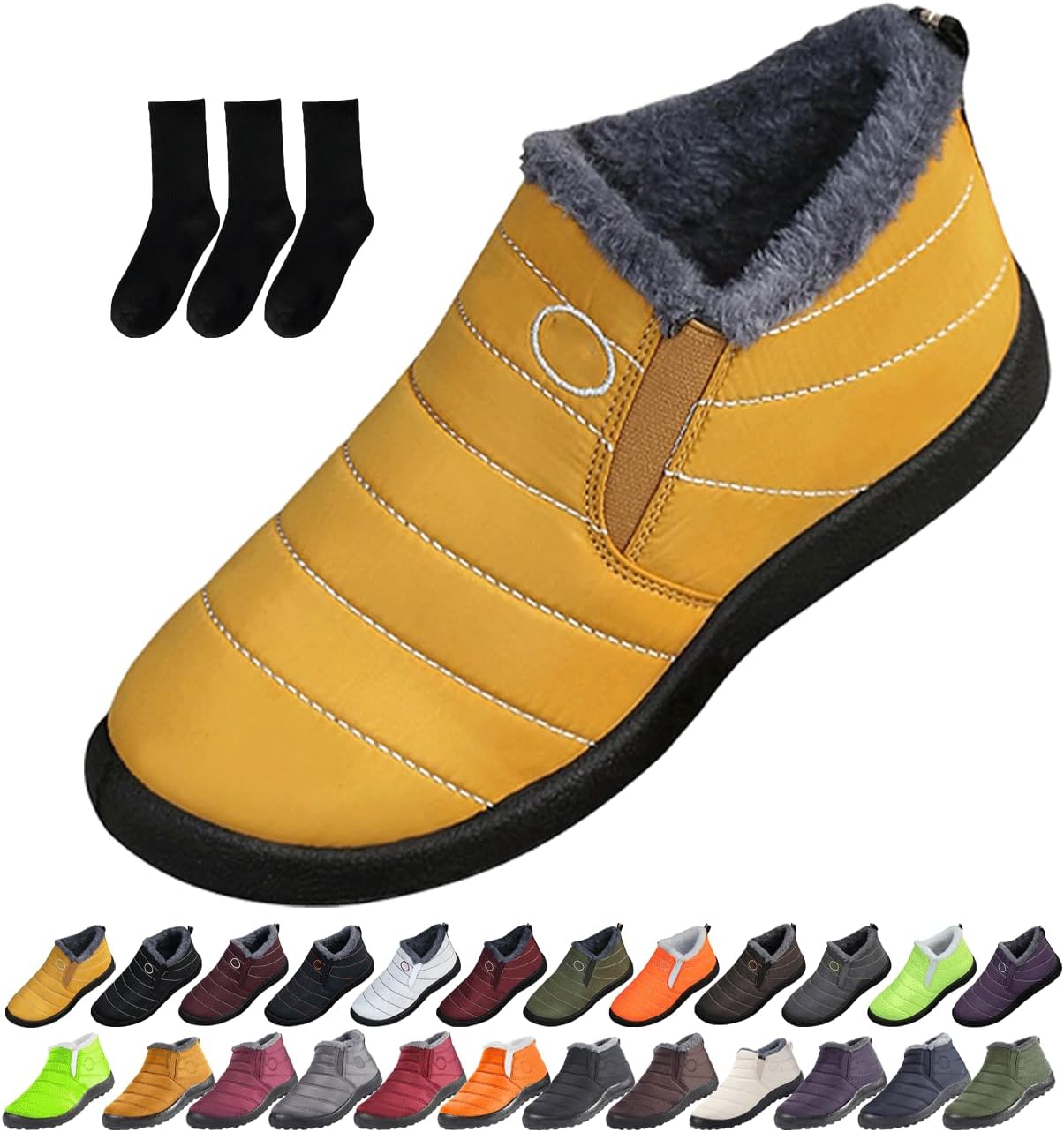 

Женские и мужские снежные ботинки, утепленные ботильоны для снега, удобные легкие кроссовки, теплая и комфортная обувь на зиму Generic, желтый